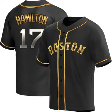 Black Golden Replica David Hamilton Youth Boston Red Alternate Jersey