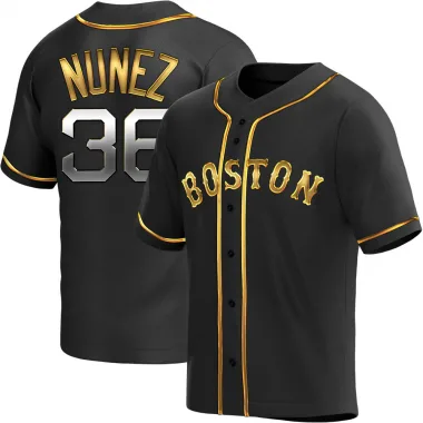 Black Golden Replica Eduardo Nunez Men's Boston Red Alternate Jersey