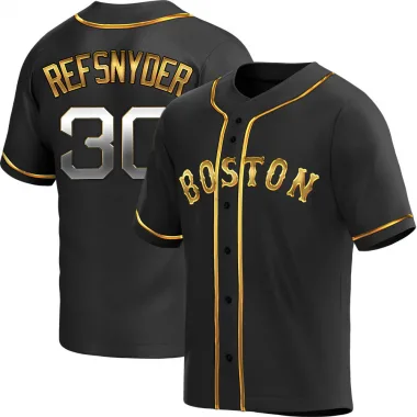 Black Golden Replica Rob Refsnyder Men's Boston Red Alternate Jersey