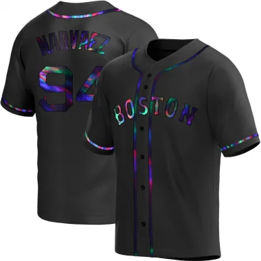 Black Holographic Replica Carlos Narvaez Men's Boston Red Alternate Jersey