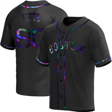 Black Holographic Replica Richard Fitts Men's Boston Red Alternate Jersey