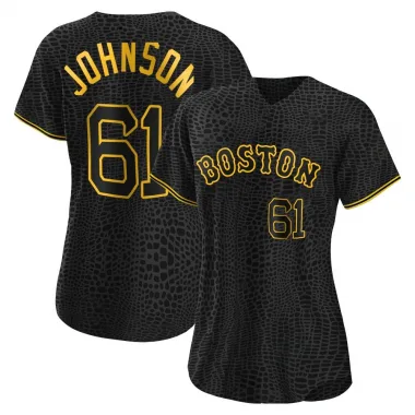 Black Replica Brian Johnson Women's Boston Red Snake Skin City Jersey