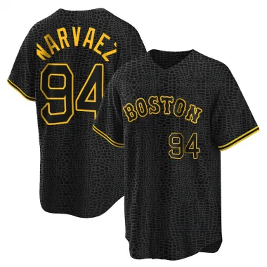 Black Replica Carlos Narvaez Men's Boston Red Snake Skin City Jersey