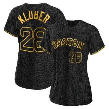 Black Replica Corey Kluber Women's Boston Red Snake Skin City Jersey