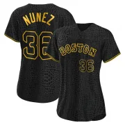 Black Replica Eduardo Nunez Women's Boston Red Snake Skin City Jersey