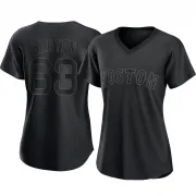 Black Replica Justin Slaten Women's Boston Red Pitch Fashion Jersey