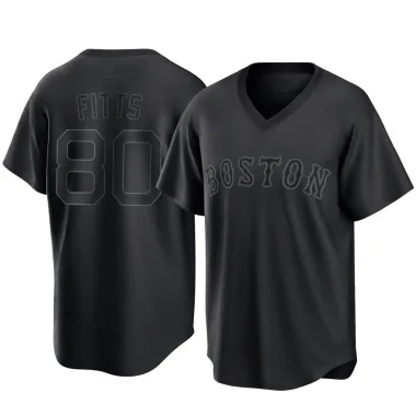 Black Replica Richard Fitts Youth Boston Red Pitch Fashion Jersey