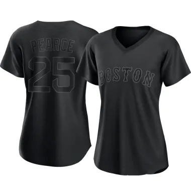 Black Replica Steve Pearce Women's Boston Red Pitch Fashion Jersey