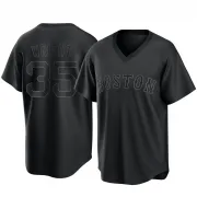 Black Replica Steven Wright Men's Boston Red Pitch Fashion Jersey