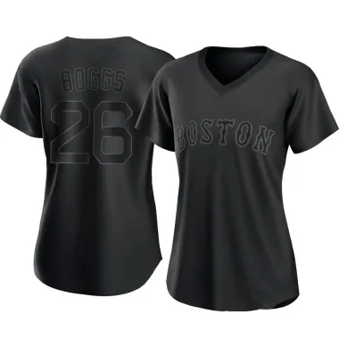 Black Replica Wade Boggs Women's Boston Red Pitch Fashion Jersey