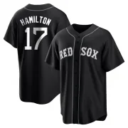 Black/White Replica David Hamilton Men's Boston Red Jersey