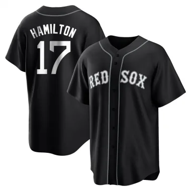 Black/White Replica David Hamilton Youth Boston Red Jersey