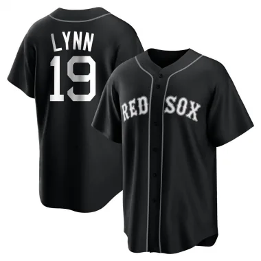 Black/White Replica Fred Lynn Men's Boston Red Jersey