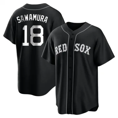 Black/White Replica Hirokazu Sawamura Men's Boston Red Jersey