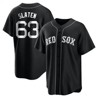 Black/White Replica Justin Slaten Youth Boston Red Jersey