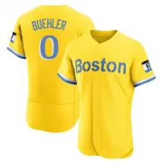 Gold/Light Authentic Walker Buehler Men's Boston Red Blue 2021 City Connect Jersey