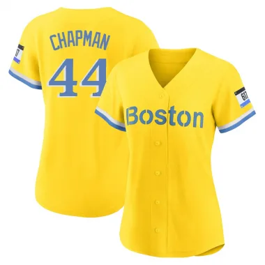 Gold/Light Replica Aroldis Chapman Women's Boston Red Blue 2021 City Connect Player Jersey