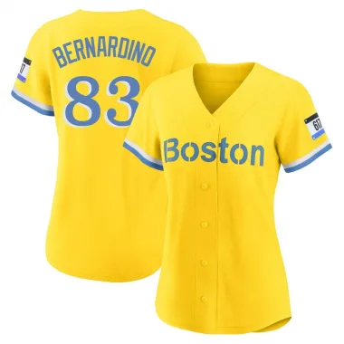 Gold/Light Replica Brennan Bernardino Women's Boston Red Blue 2021 City Connect Player Jersey