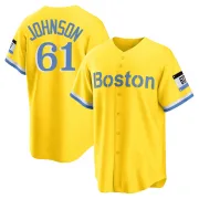 Gold/Light Replica Brian Johnson Youth Boston Red Blue 2021 City Connect Player Jersey