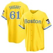 Gold/Light Replica Chase Shugart Men's Boston Red Blue 2021 City Connect Player Jersey