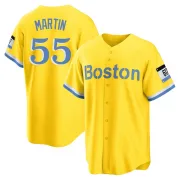 Gold/Light Replica Chris Martin Men's Boston Red Blue 2021 City Connect Player Jersey