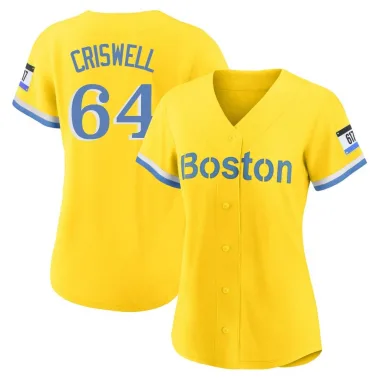 Gold/Light Replica Cooper Criswell Women's Boston Red Blue 2021 City Connect Player Jersey