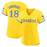 Gold/Light Replica Hirokazu Sawamura Women's Boston Red Blue 2021 City Connect Player Jersey