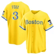 Gold/Light Replica Jimmie Foxx Youth Boston Red Blue 2021 City Connect Player Jersey