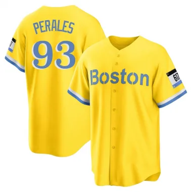 Gold/Light Replica Luis Perales Men's Boston Red Blue 2021 City Connect Player Jersey