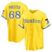 Gold/Light Replica Quinn Priester Youth Boston Red Blue 2021 City Connect Player Jersey