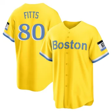 Gold/Light Replica Richard Fitts Men's Boston Red Blue 2021 City Connect Player Jersey