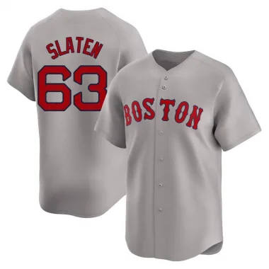 Gray Limited Justin Slaten Men's Boston Red Away Jersey