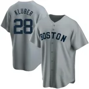 Gray Replica Corey Kluber Youth Boston Red Road Cooperstown Collection Jersey