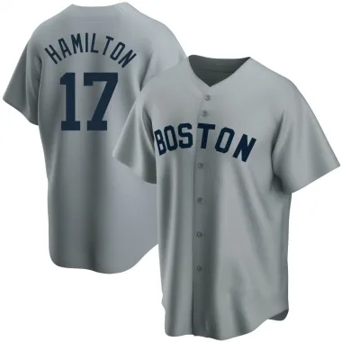 Gray Replica David Hamilton Youth Boston Red Road Cooperstown Collection Jersey