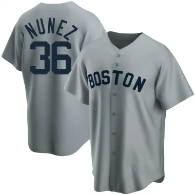 Gray Replica Eduardo Nunez Youth Boston Red Road Cooperstown Collection Jersey