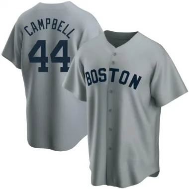 Gray Replica Isaiah Campbell Men's Boston Red Road Cooperstown Collection Jersey