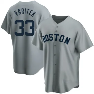 Gray Replica Jason Varitek Youth Boston Red Road Cooperstown Collection Jersey