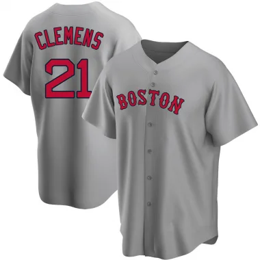 Gray Replica Roger Clemens Men's Boston Red Road Jersey