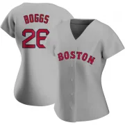 Gray Replica Wade Boggs Women's Boston Red Road Jersey