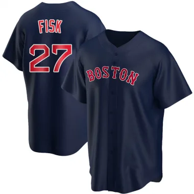 Navy Replica Carlton Fisk Men's Boston Red Alternate Jersey