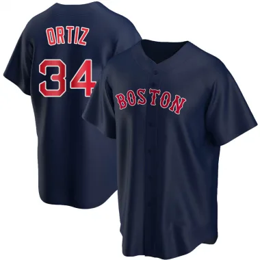 Navy Replica David Ortiz Men's Boston Red Alternate Jersey