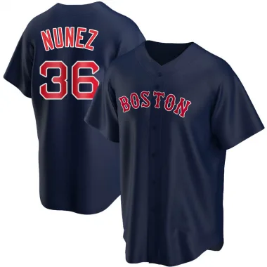 Navy Replica Eduardo Nunez Youth Boston Red Alternate Jersey