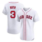 White Elite Babe Ruth Men's Boston Red Home Patch Jersey