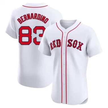 White Elite Brennan Bernardino Men's Boston Red Home Jersey