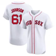 White Elite Brian Johnson Men's Boston Red Home Patch Jersey