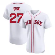 White Elite Carlton Fisk Men's Boston Red Home Jersey