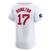 White Elite David Hamilton Men's Boston Red Home Patch Jersey