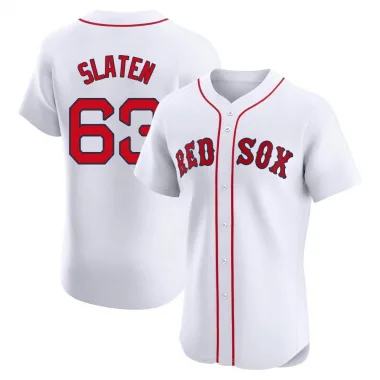 White Elite Justin Slaten Men's Boston Red Home Patch Jersey