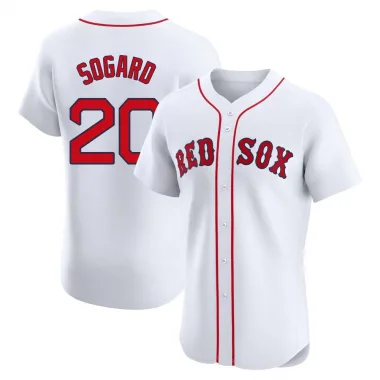 White Elite Nick Sogard Men's Boston Red Home Patch Jersey