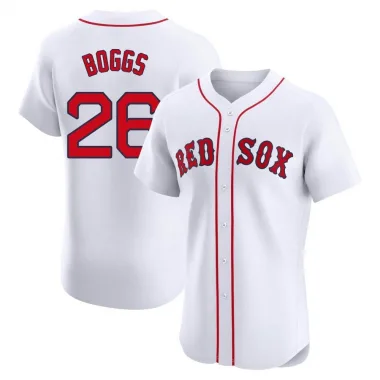 White Elite Wade Boggs Men's Boston Red Home Jersey